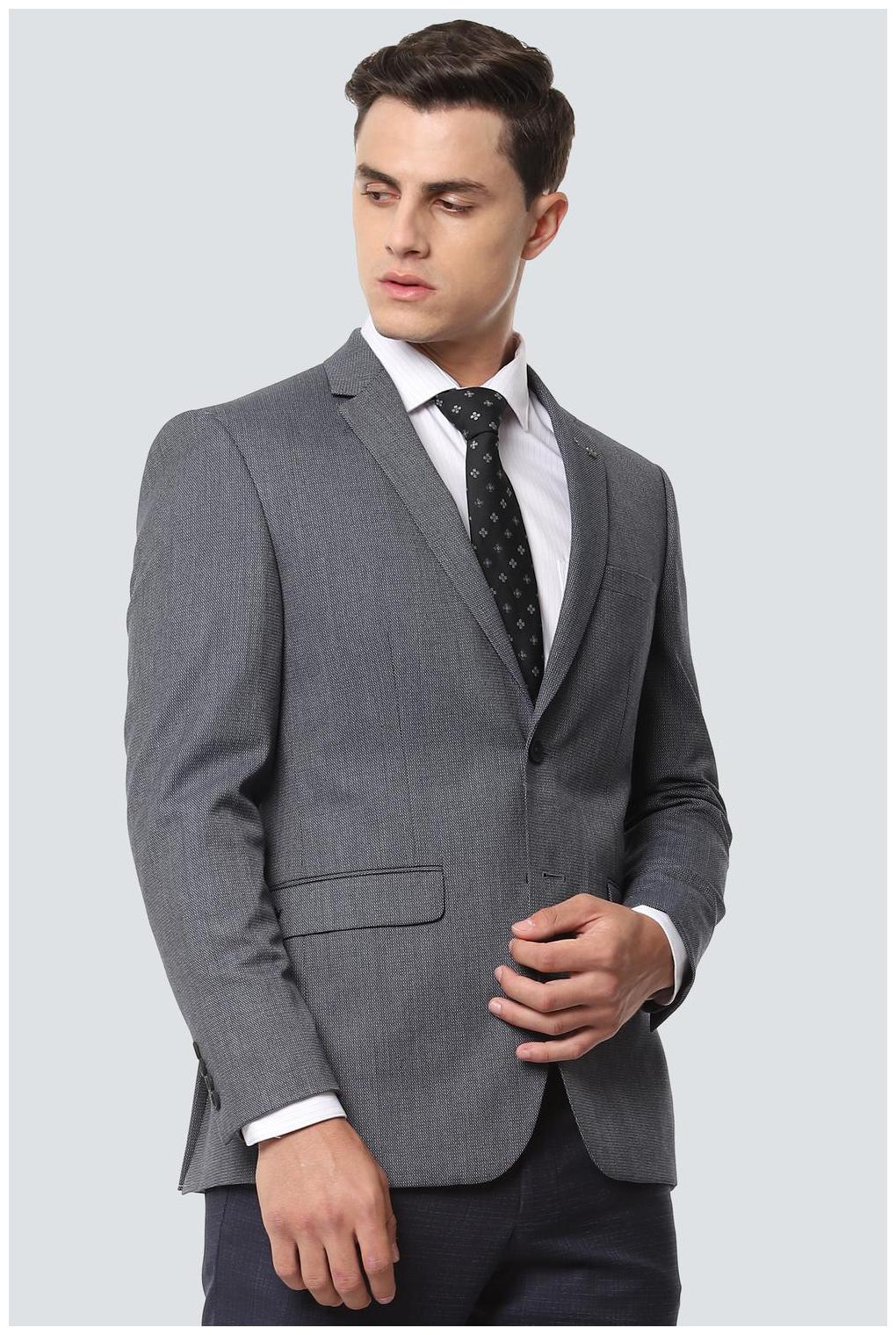 

Louis Philippe Men Grey Textured Slim fit Single Breasted Blazer