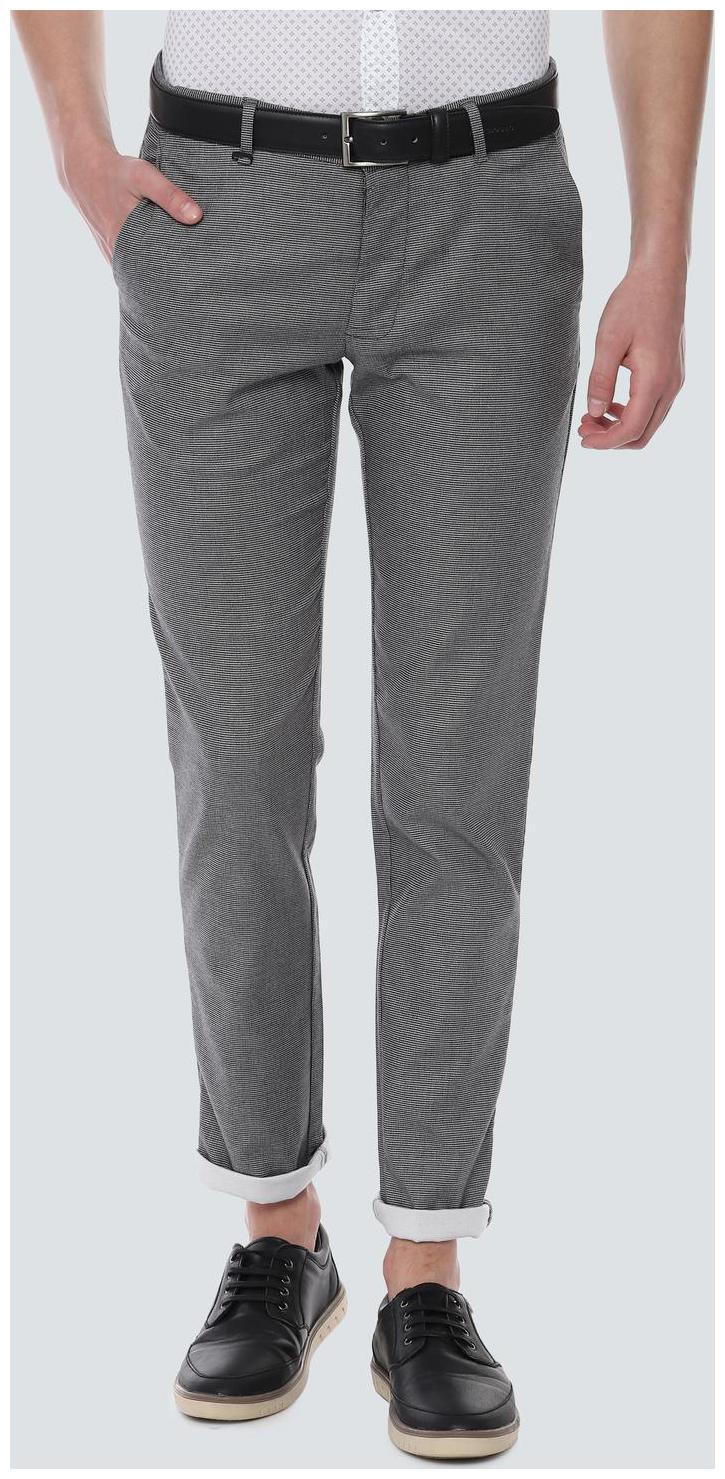 

Louis Philippe Men Grey Textured Slim fit Regular trousers