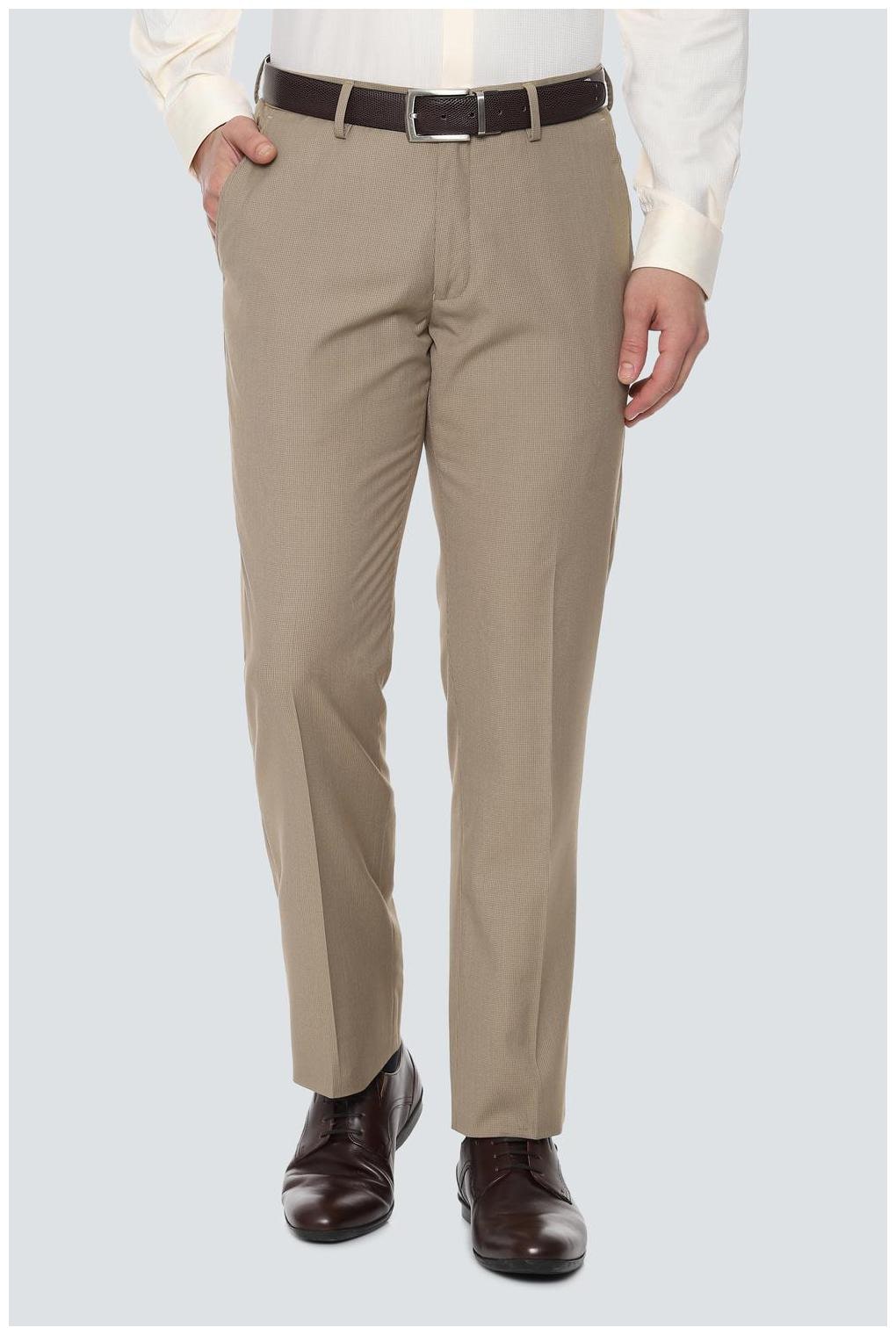 

Louis Philippe Men Textured Regular Fit Formal Trouser - Beige