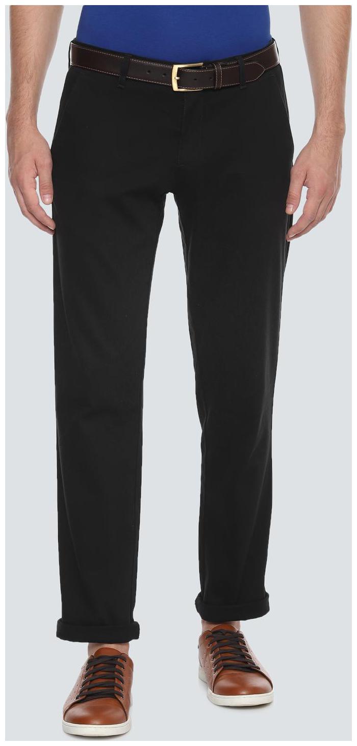 

Louis Philippe Men Black Solid Slim fit Regular trousers