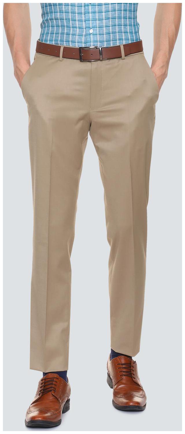 

Louis Philippe Men Textured Slim Fit Formal Trouser - Beige