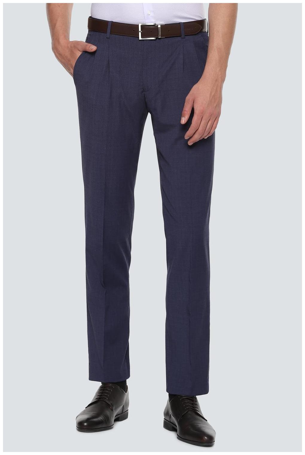 

Louis Philippe Men Checked Regular Fit Formal Trouser - Navy Blue