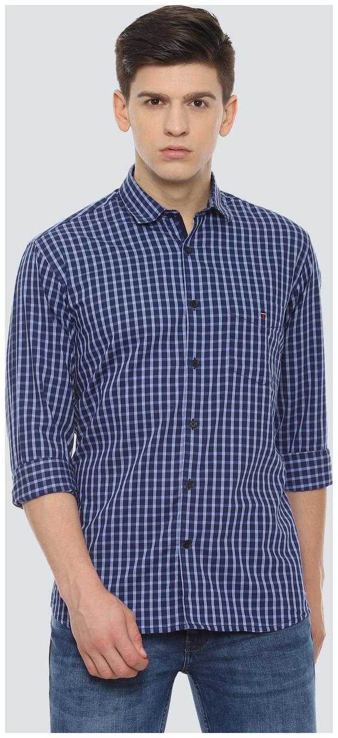 

Louis Philippe Men Blue Checked Slim Fit Casual Shirt