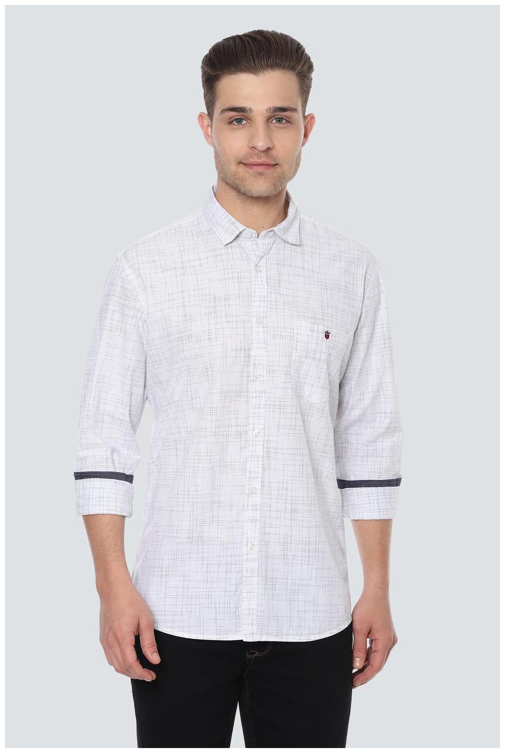 

Louis Philippe Men White Weaved Slim Fit Casual Shirt