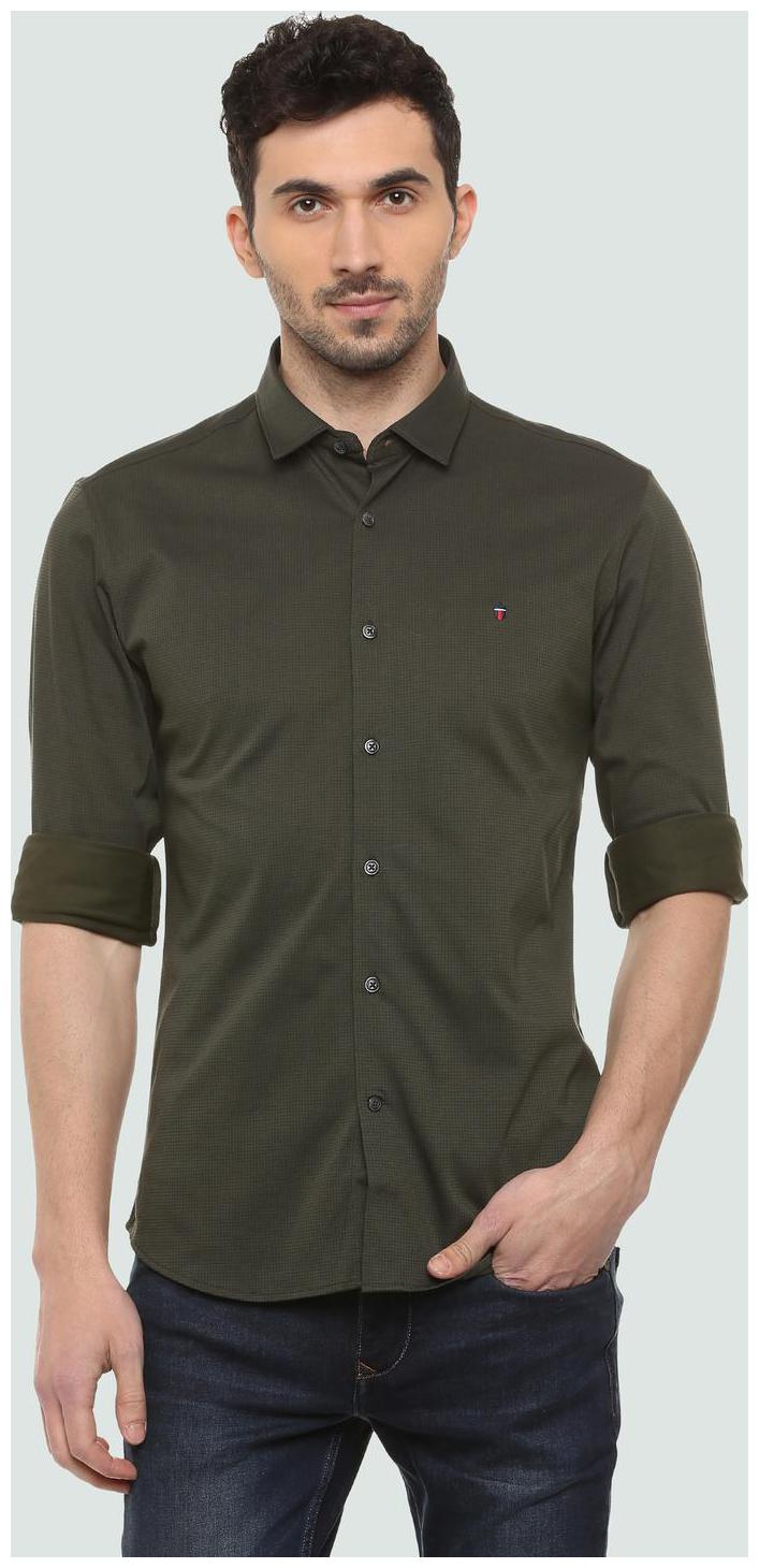 

Louis Philippe Men Green Checked Super Slim Fit Casual Shirt
