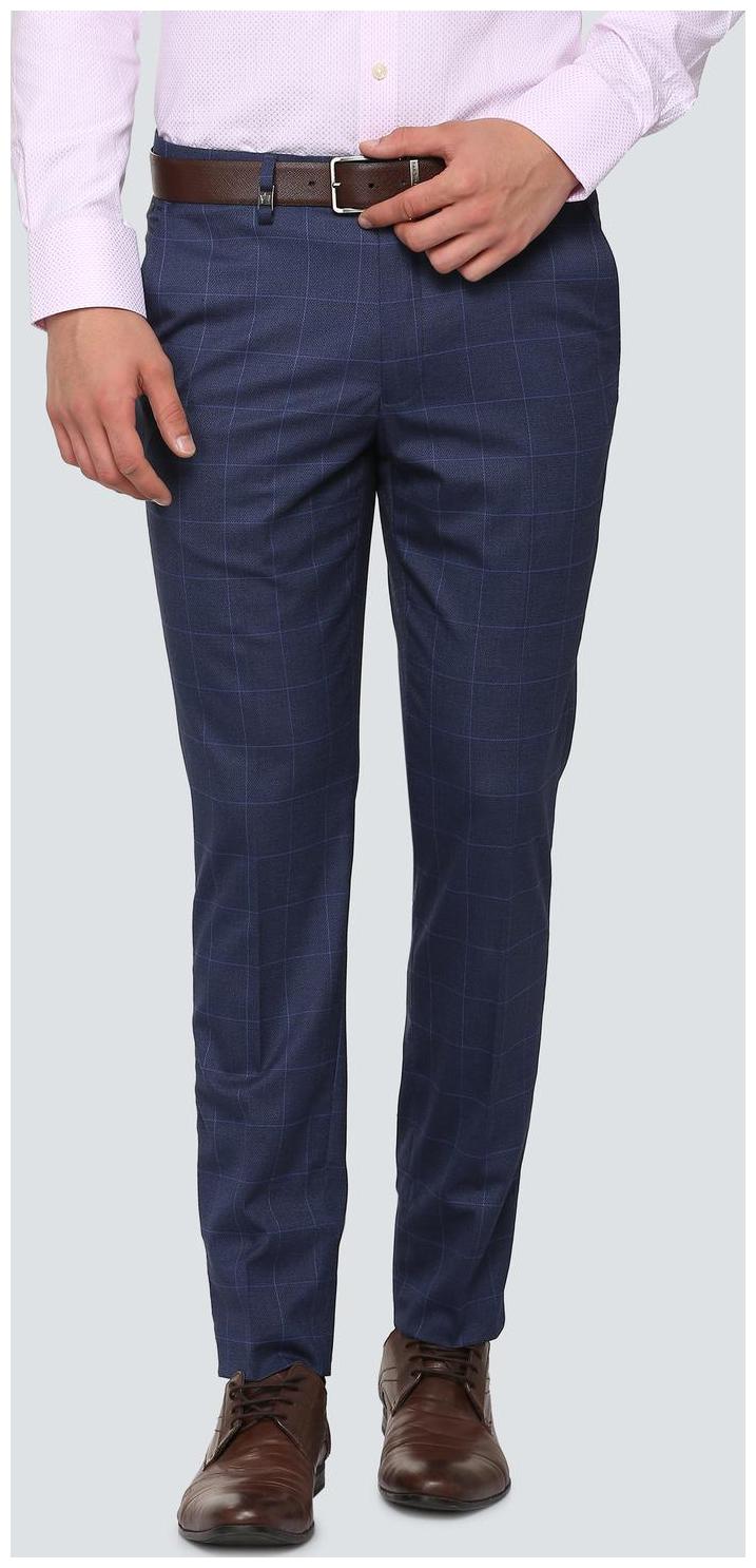 

Louis Philippe Men Checked Slim Fit Formal Trouser - Blue