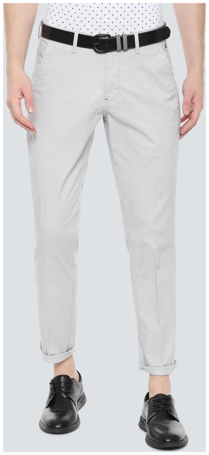 

Louis Philippe Men Grey Striped Regular fit Regular trousers