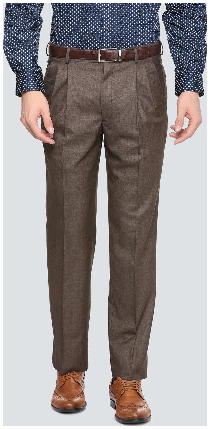

Louis Philippe Men Textured Regular Fit Formal Trouser - Brown