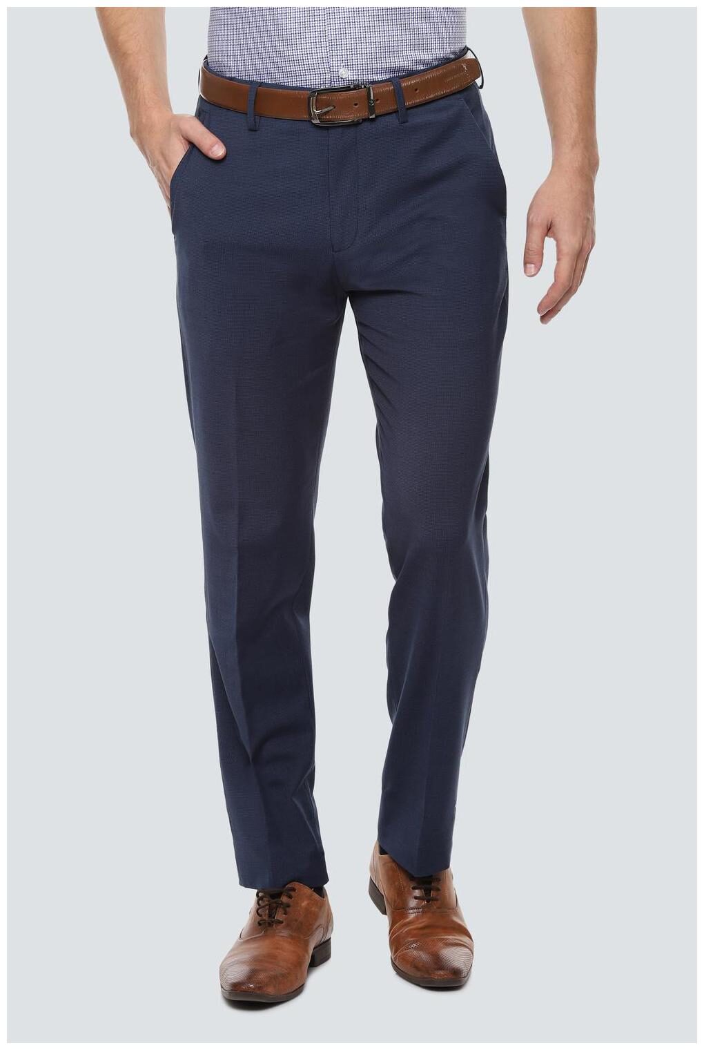 

Louis Philippe Men Textured Slim Fit Formal Trouser - Blue