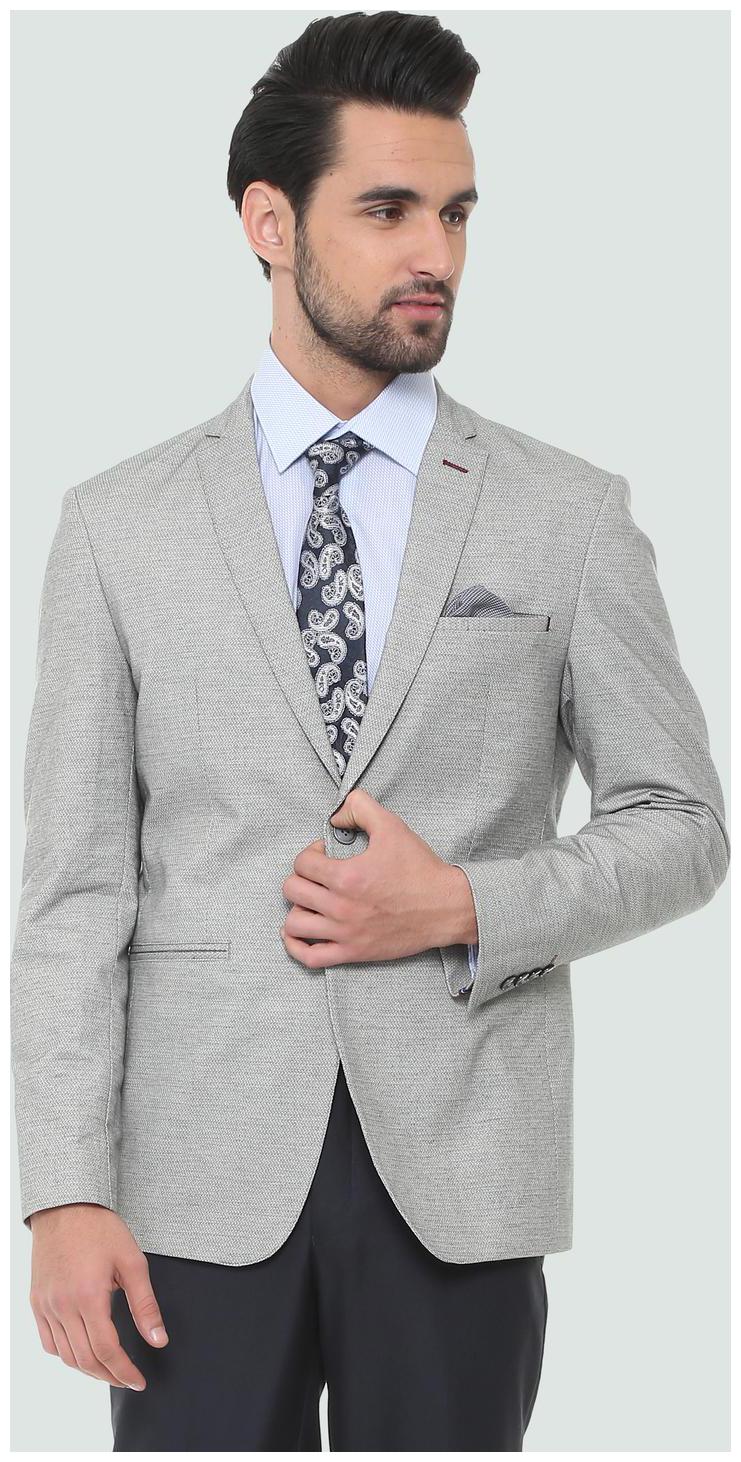 

Louis Philippe Men Grey Textured Slim fit Single Breasted Blazer