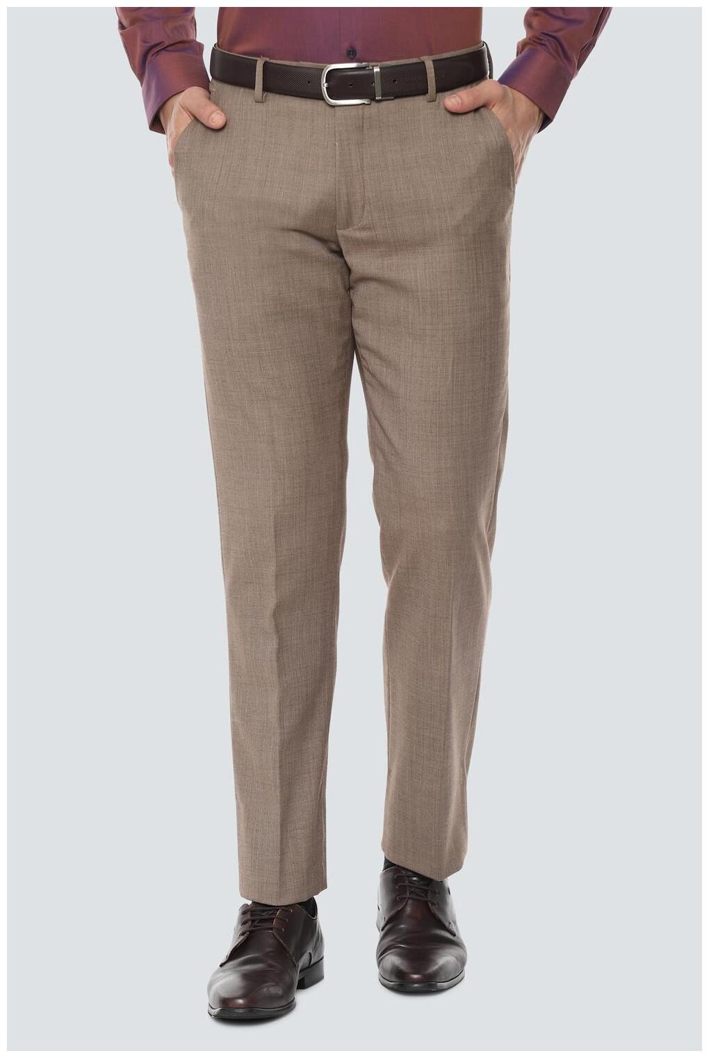 

Louis Philippe Men Textured Regular Fit Formal Trouser - Brown