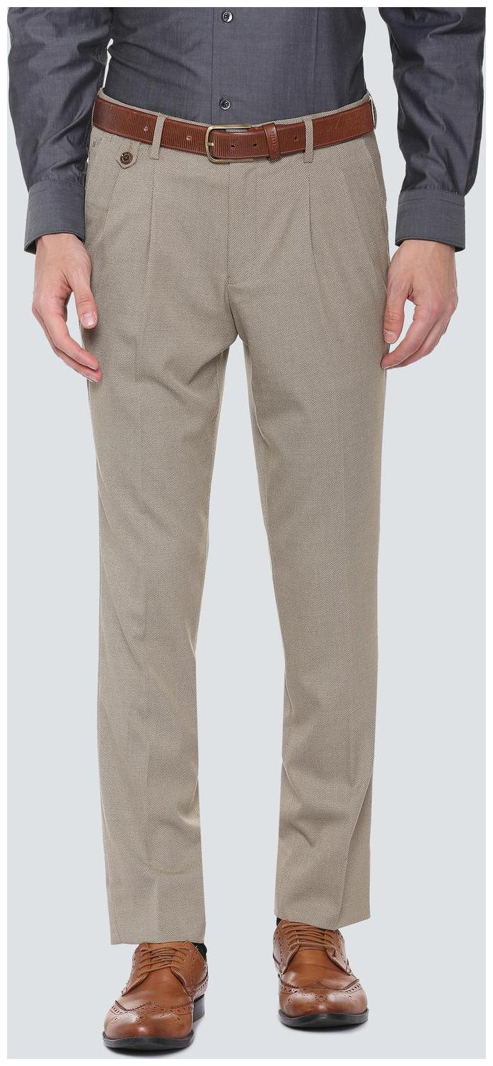 

Louis Philippe Men Textured Slim Fit Formal Trouser - Beige