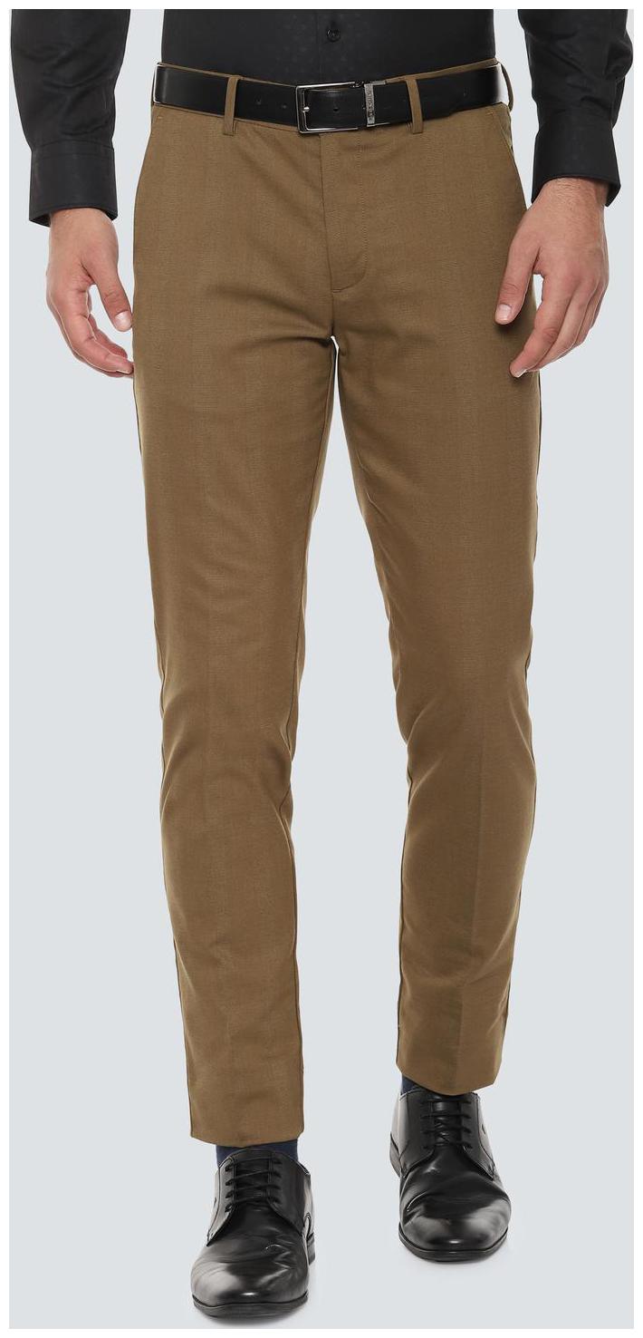

Louis Philippe Men Textured Slim Fit Formal Trouser - Brown