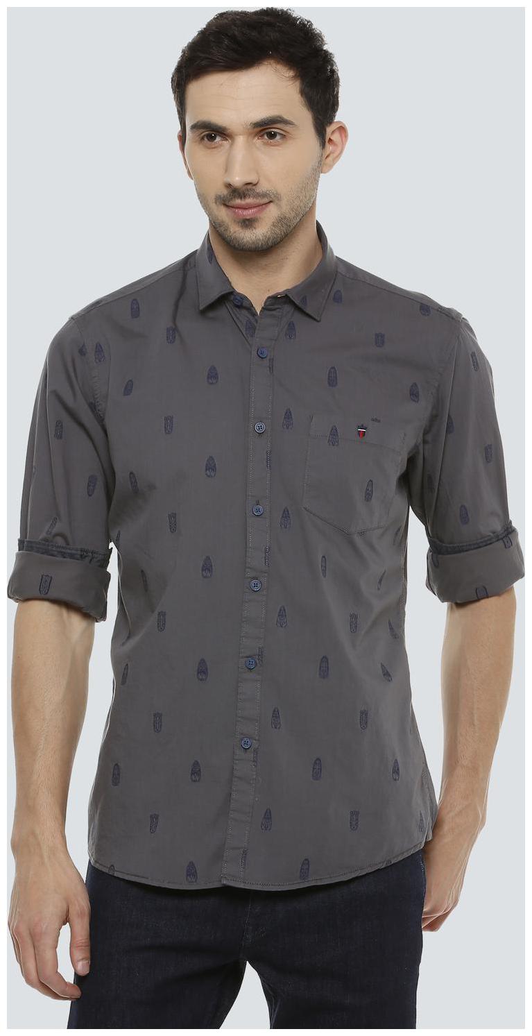 

Louis Philippe Men Grey Printed Slim Fit Casual Shirt