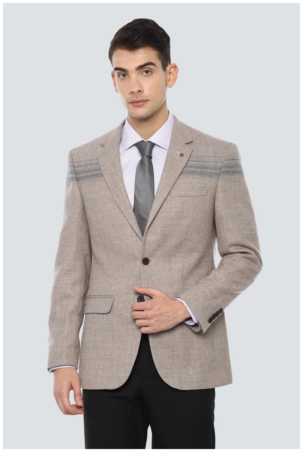 

Louis Philippe Men Beige Textured Regular fit Single Breasted Blazer