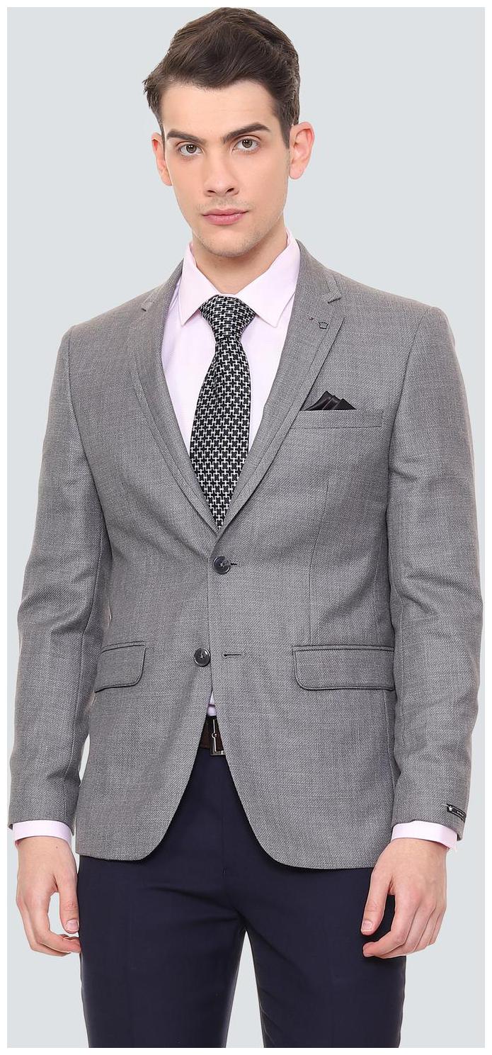 

Louis Philippe Men Grey Textured Slim fit Single Breasted Blazer