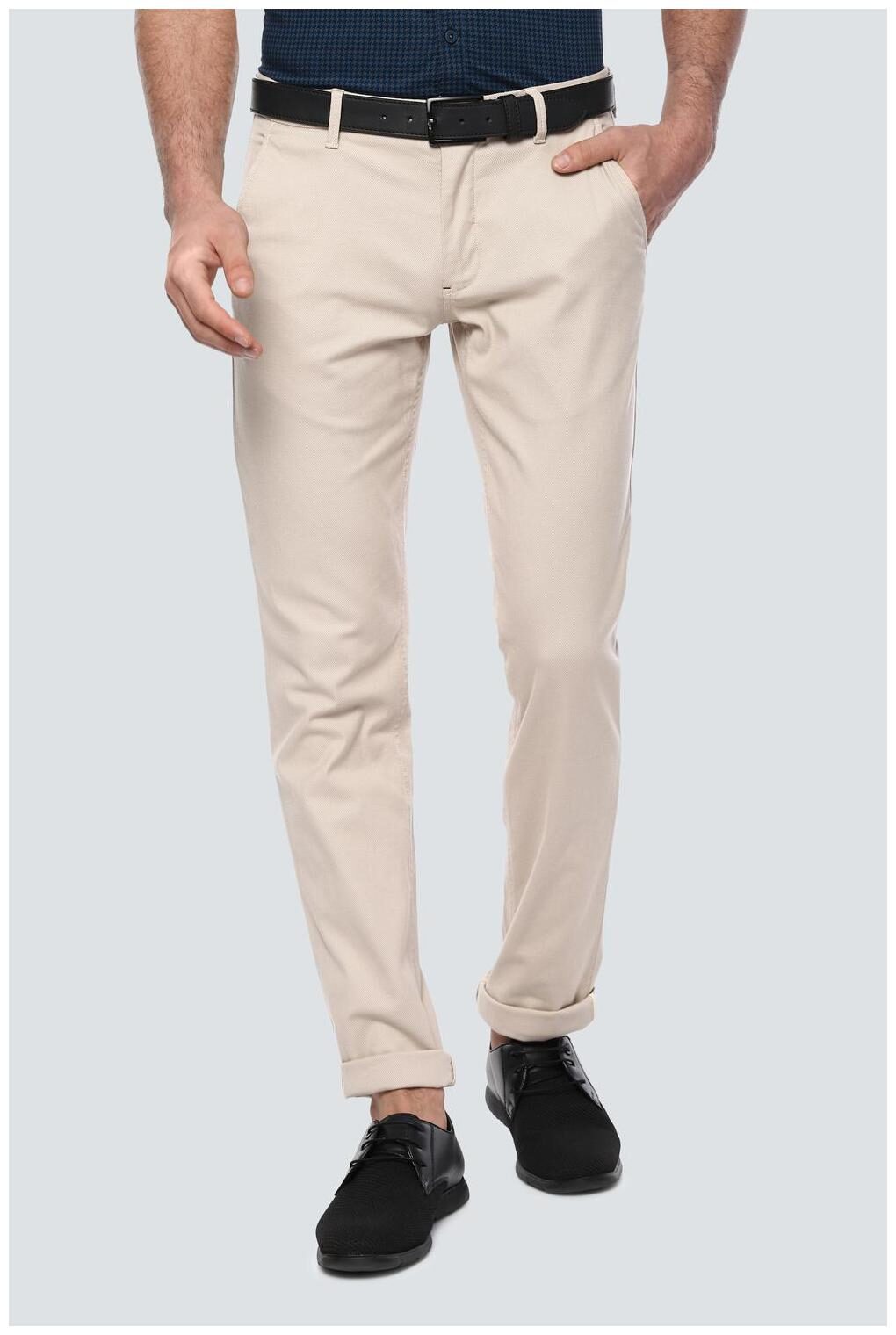 

Louis Philippe Men Beige Textured Slim fit Regular trousers