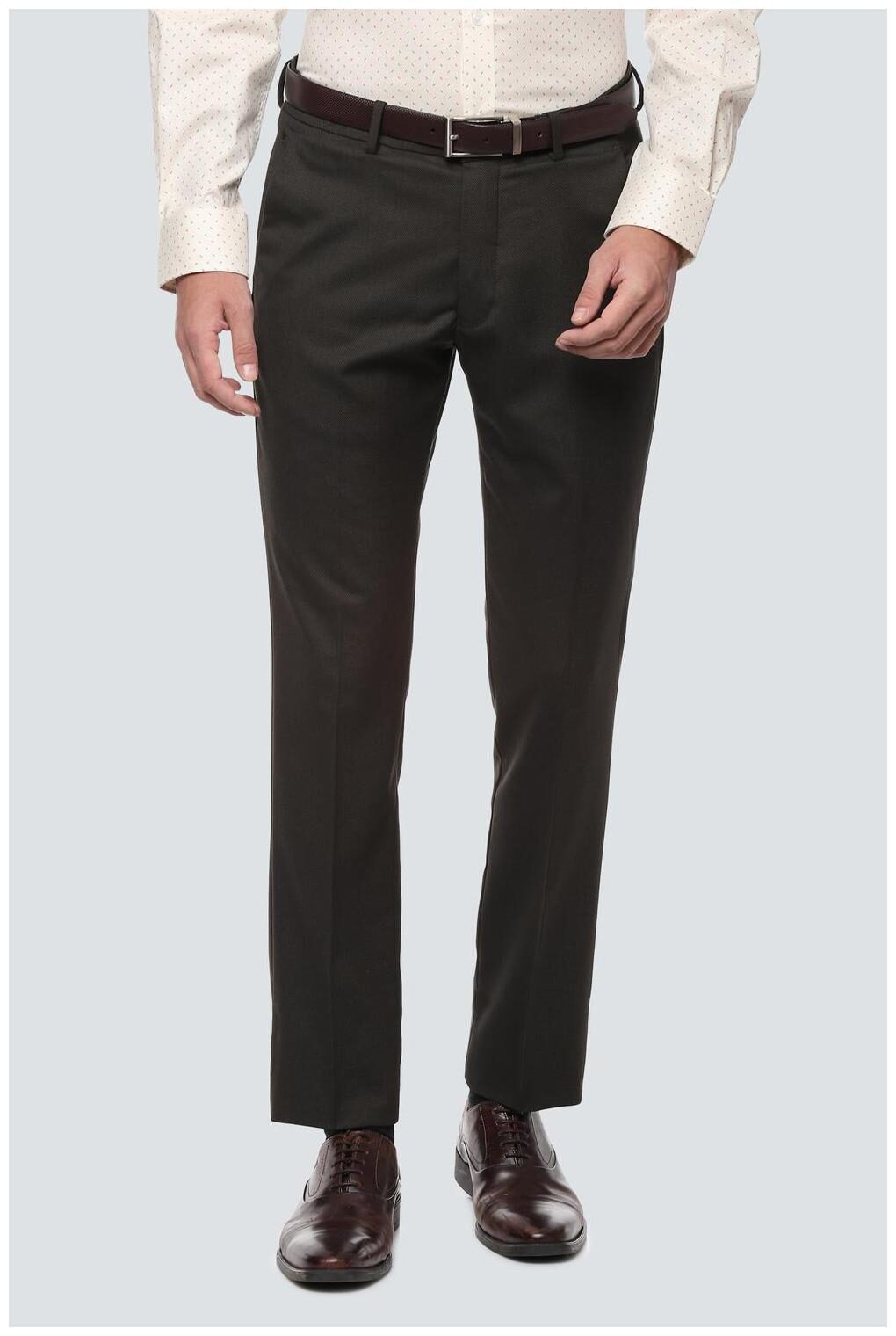 

Louis Philippe Men Textured Slim Fit Formal Trouser - Brown