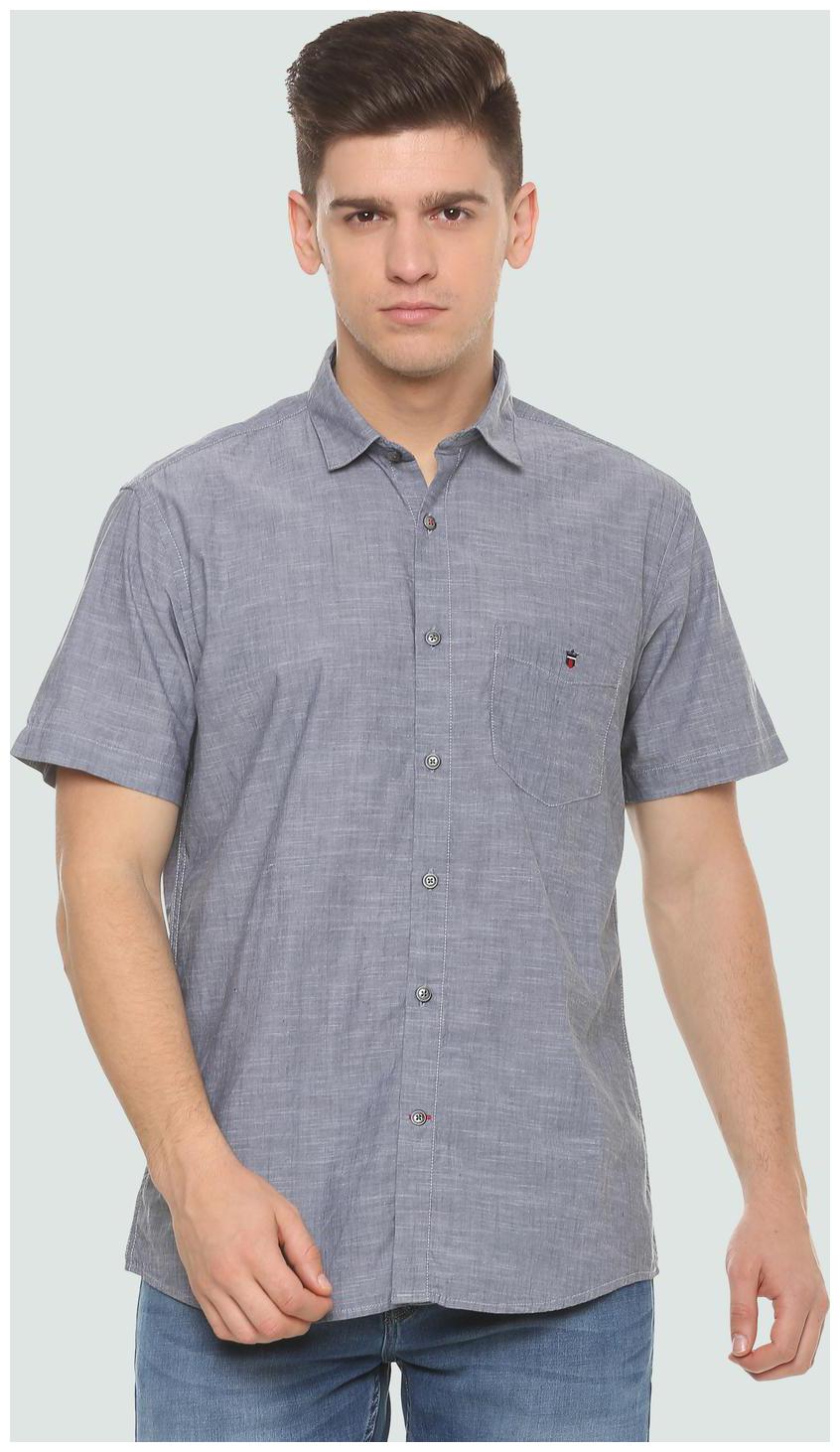 

Louis Philippe Men Grey Solid Slim Fit Casual Shirt