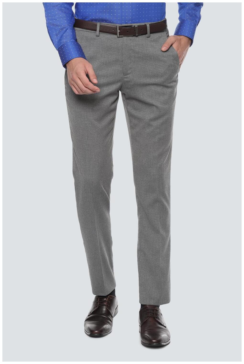 

Louis Philippe Men Textured Slim Fit Formal Trouser - Grey