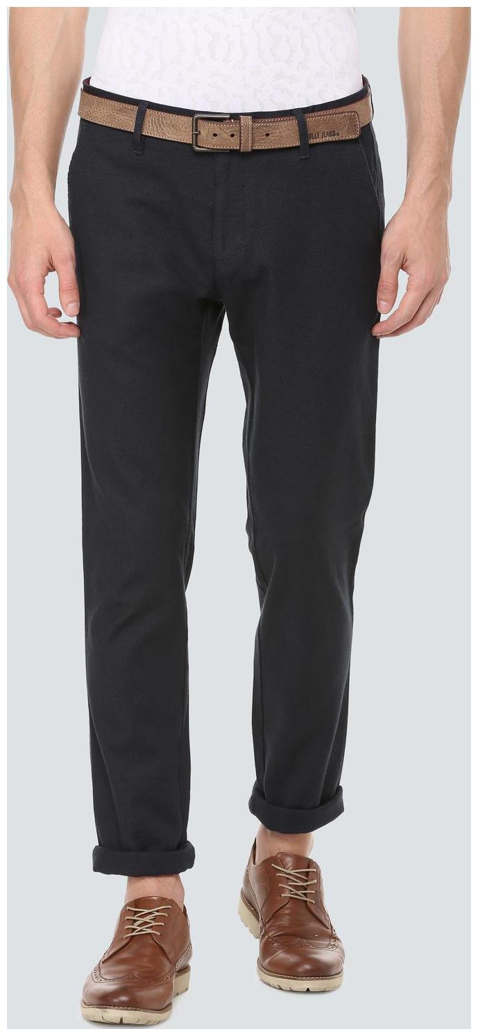 

Louis Philippe Men Black Textured Slim fit Regular trousers