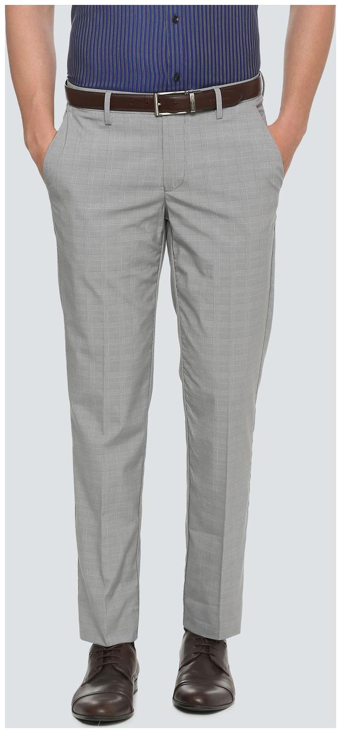 

Louis Philippe Men Checked Slim Fit Formal Trouser - Grey