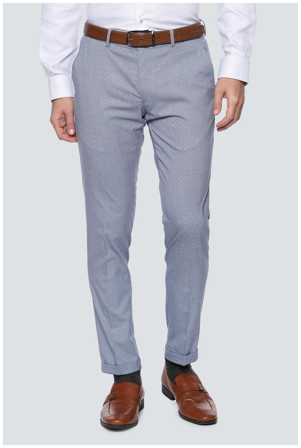 

Louis Philippe Men Solid Slim Fit Formal Trouser - Blue