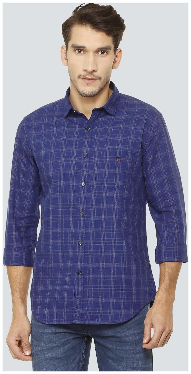 

Louis Philippe Men Blue Checked Slim Fit Casual Shirt