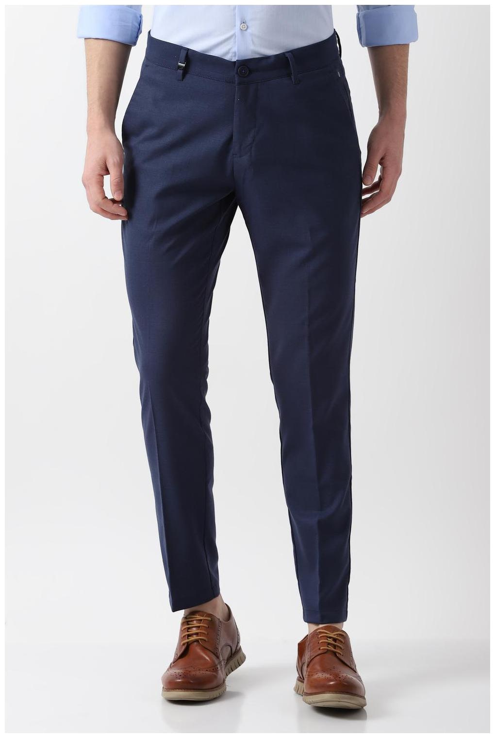 

Louis Philippe Men Blue Solid Slim fit Regular trousers