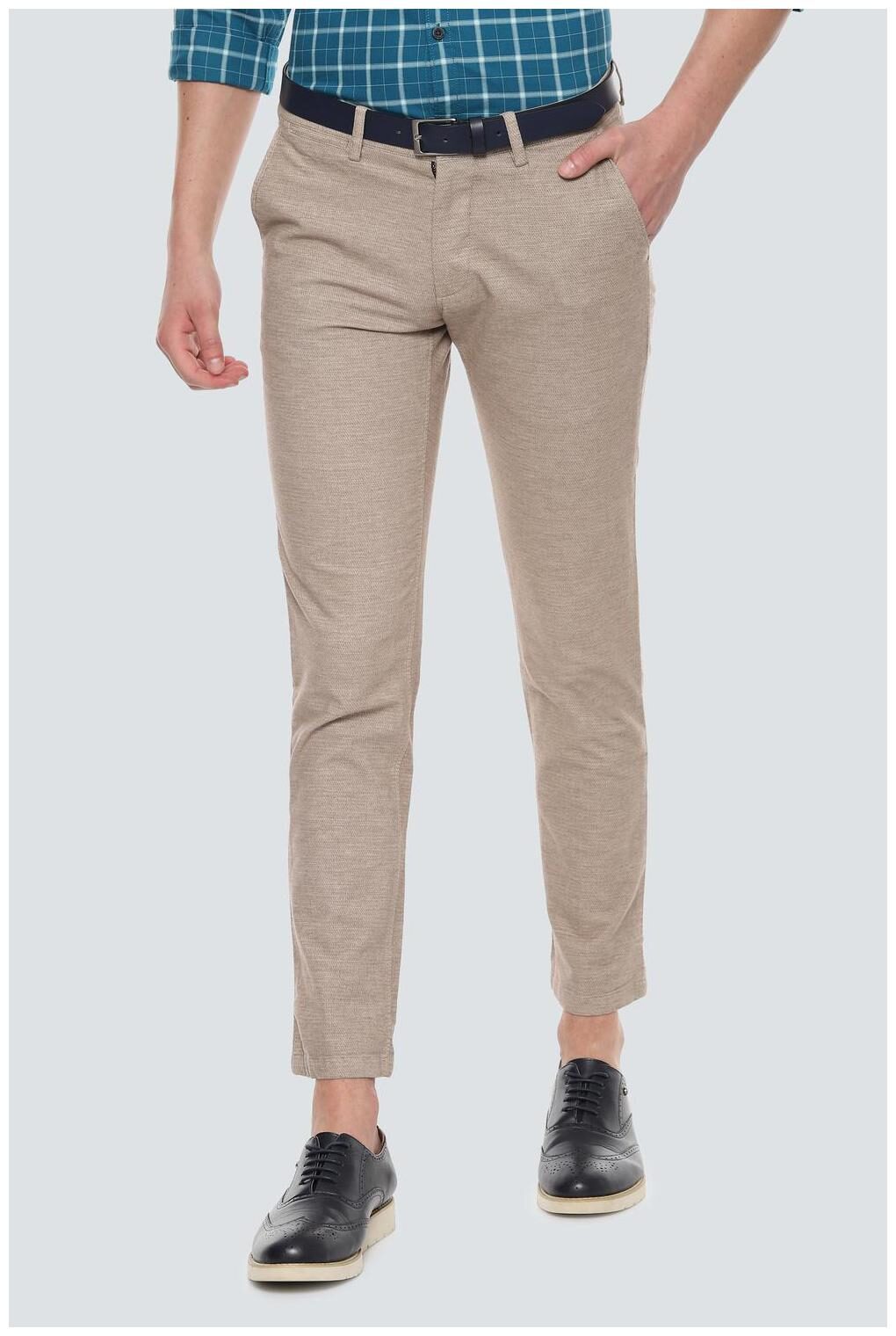 

Louis Philippe Men Beige Textured Slim fit Regular trousers