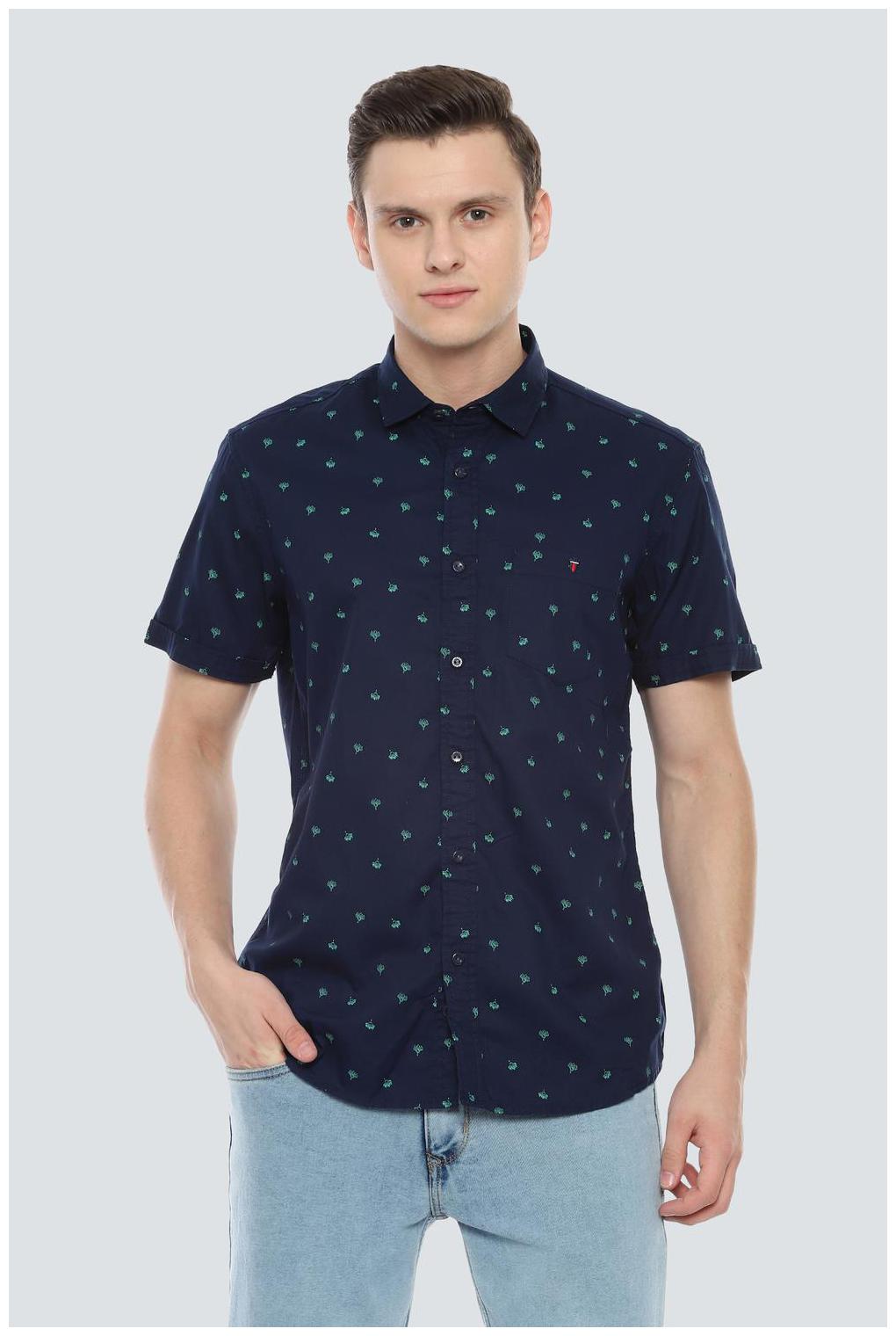 

Louis Philippe Men Blue Printed Slim Fit Casual Shirt