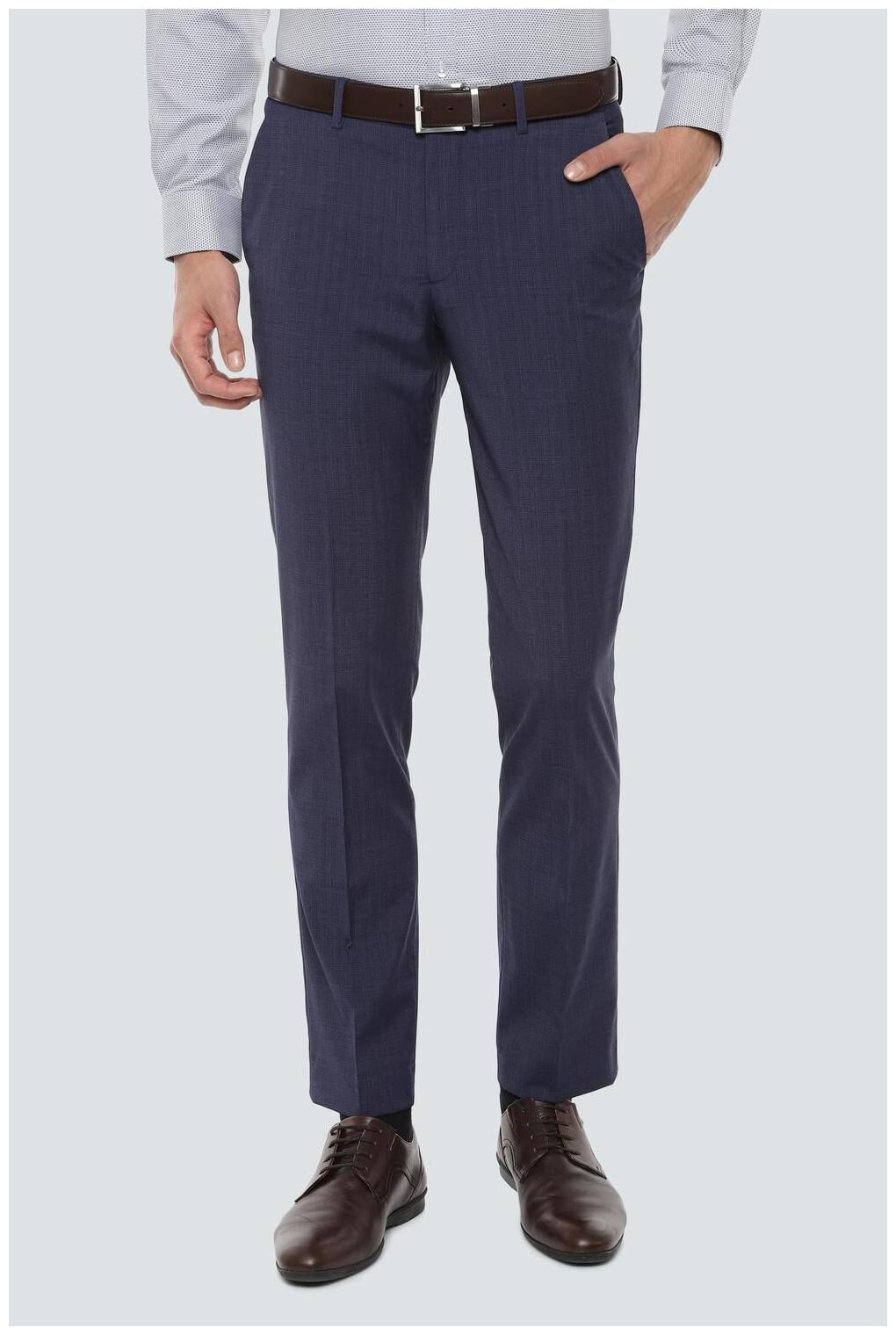 

Louis Philippe Men Textured Slim Fit Formal Trouser - Blue