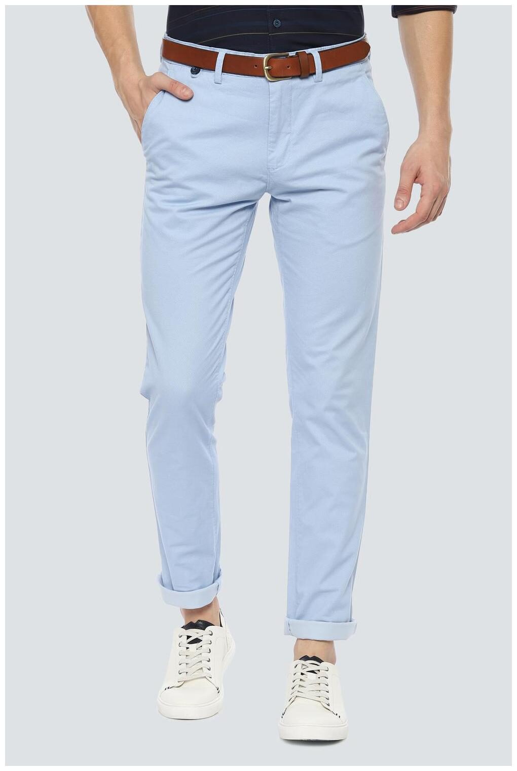 

Louis Philippe Men Blue Printed Slim fit Regular trousers
