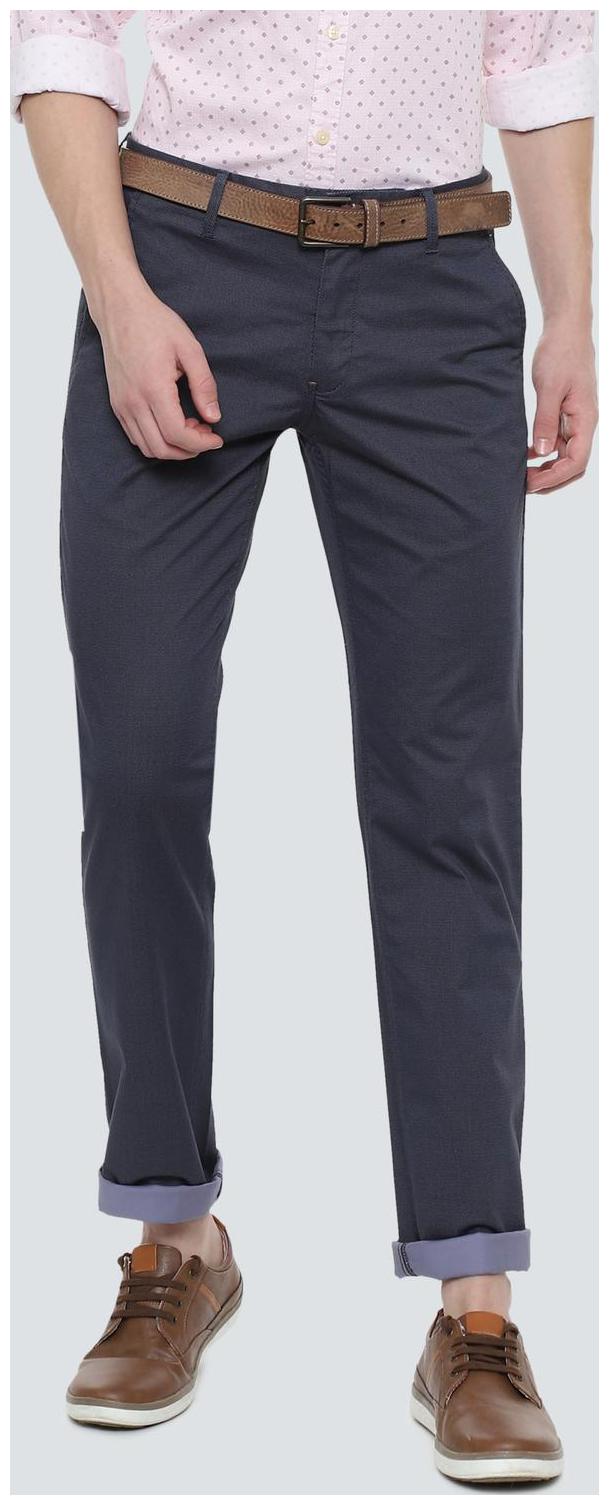 

Louis Philippe Men Blue Textured Slim fit Regular trousers