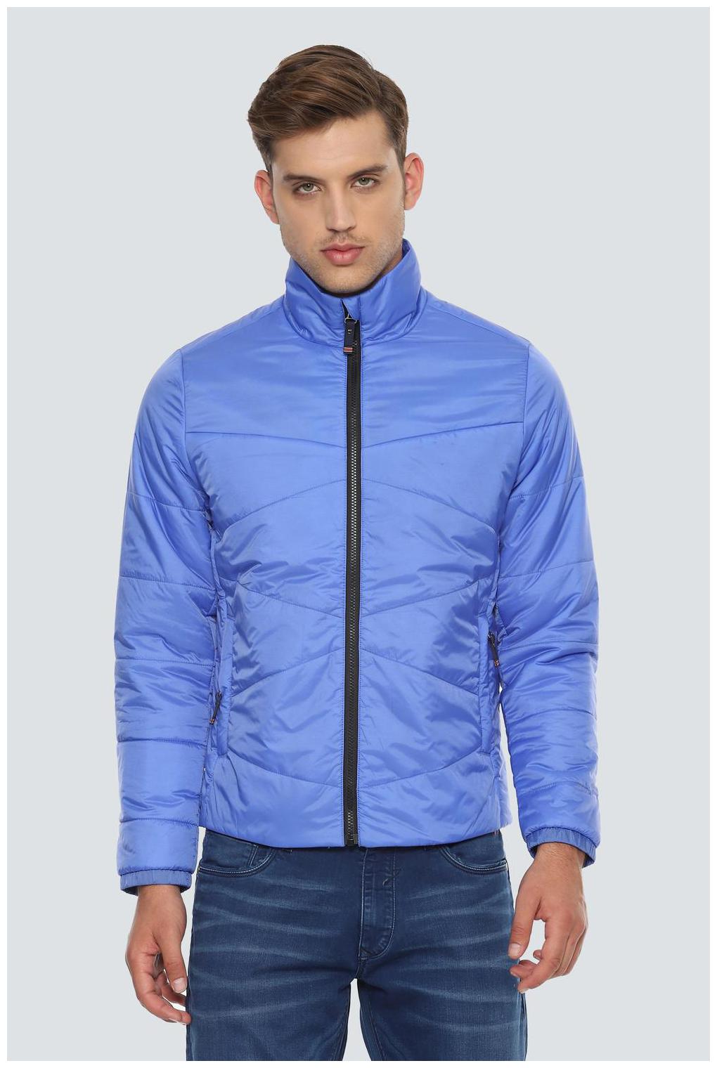 

Louis Philippe Men Blue Solid Bomber jacket