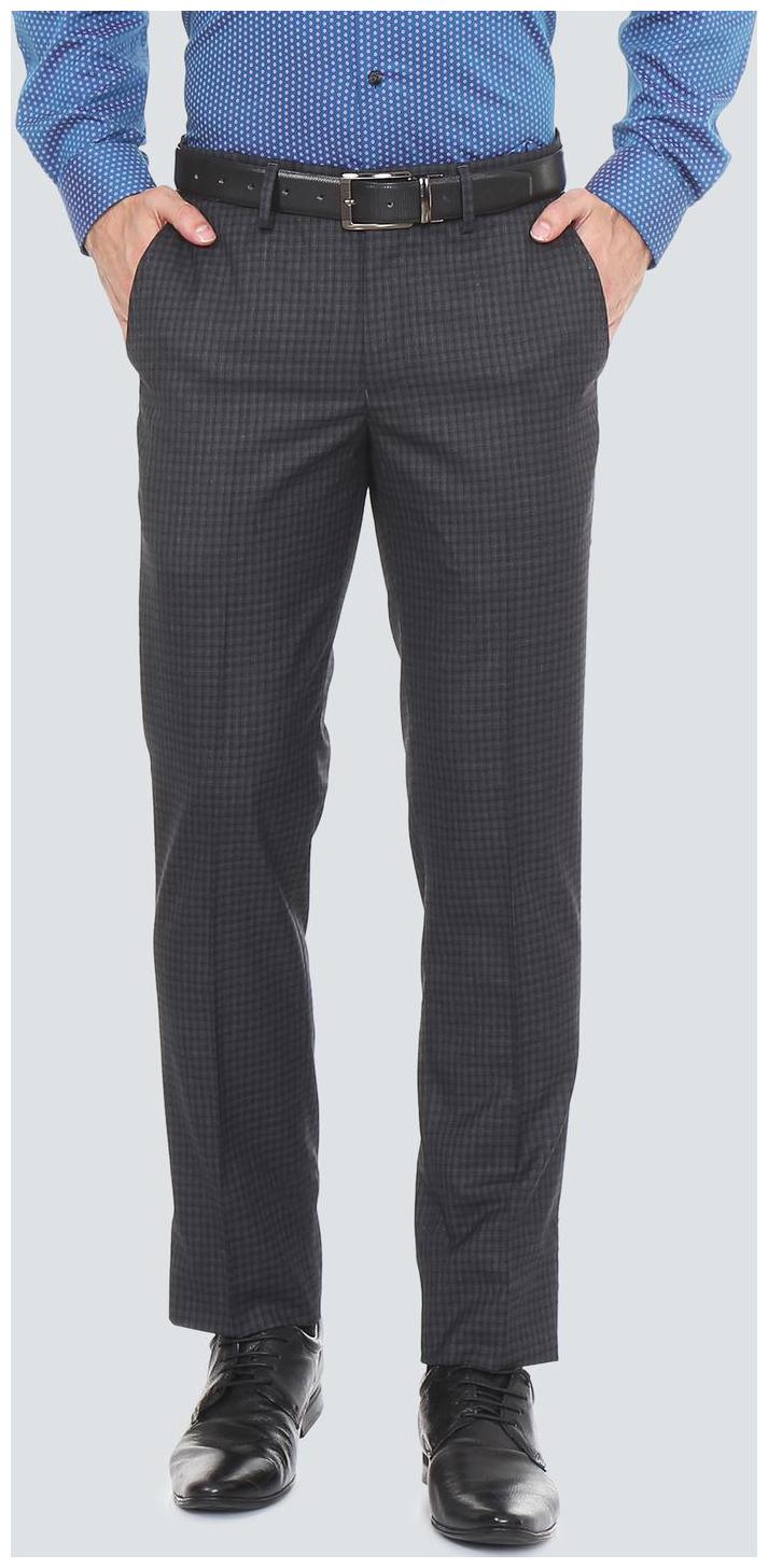 

Louis Philippe Men Checked Slim Fit Formal Trouser - Grey