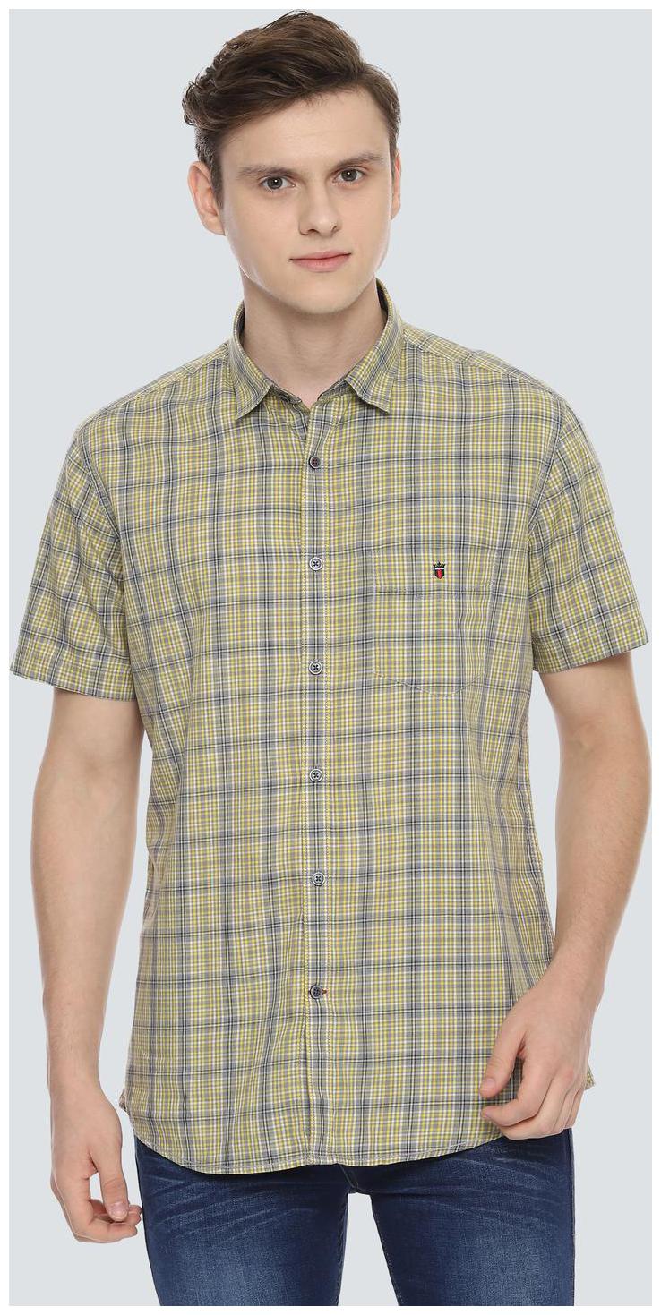

Louis Philippe Men Yellow Checked Slim Fit Casual Shirt