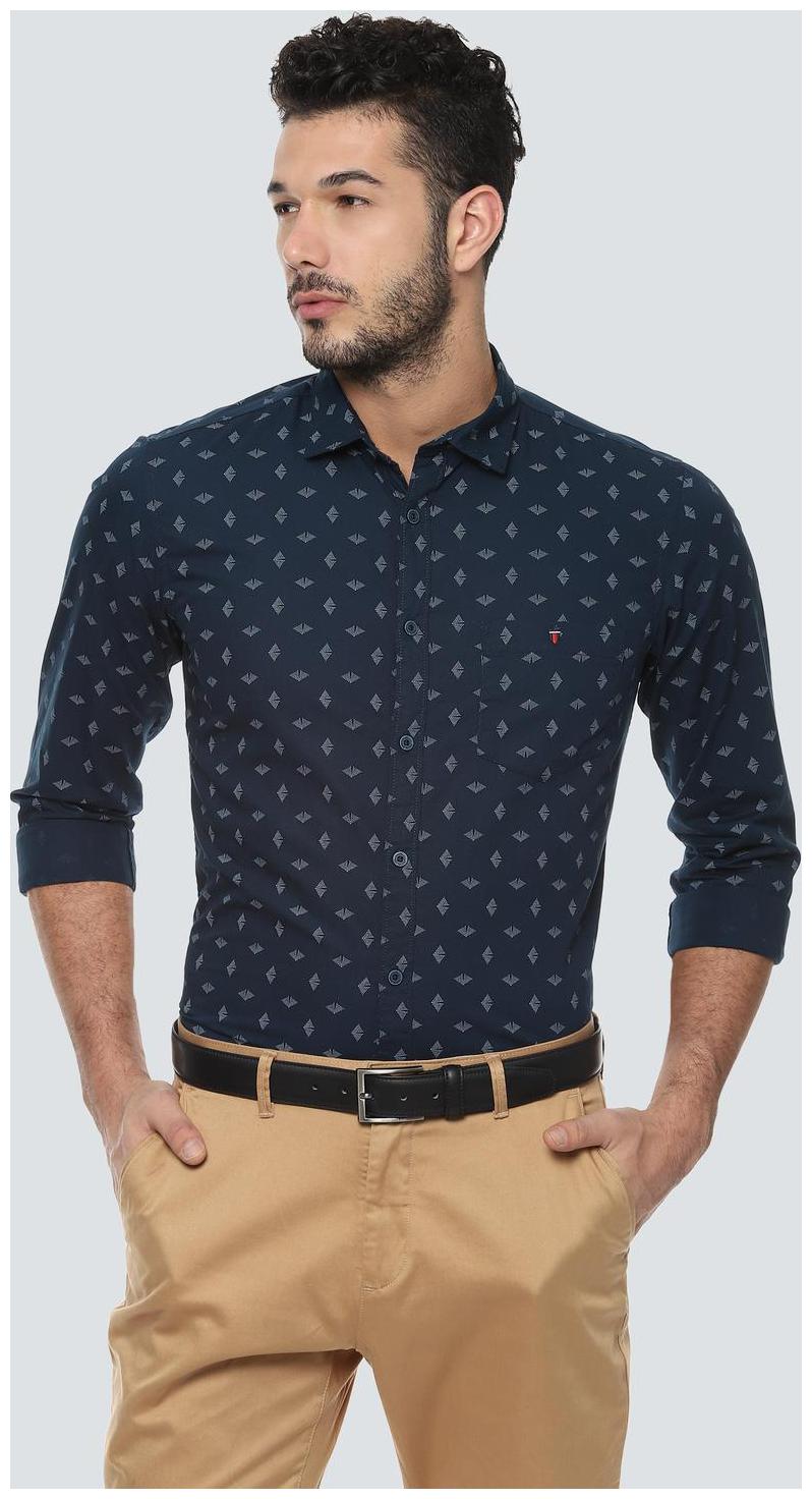 

Louis Philippe Men Blue Printed Super Slim Fit Casual Shirt