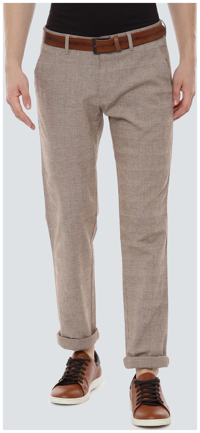

Louis Philippe Men Brown Checked Slim fit Regular trousers
