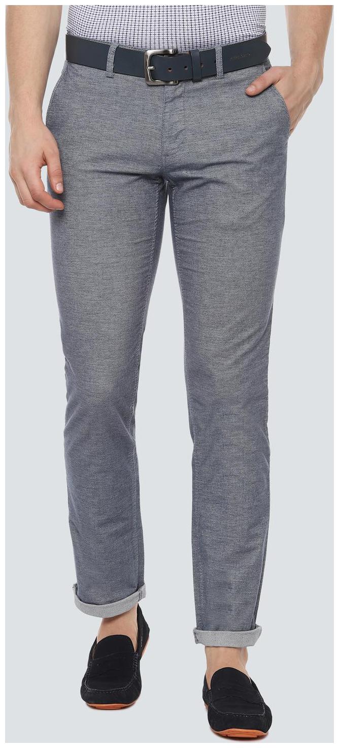

Louis Philippe Men Grey Textured Slim fit Regular trousers