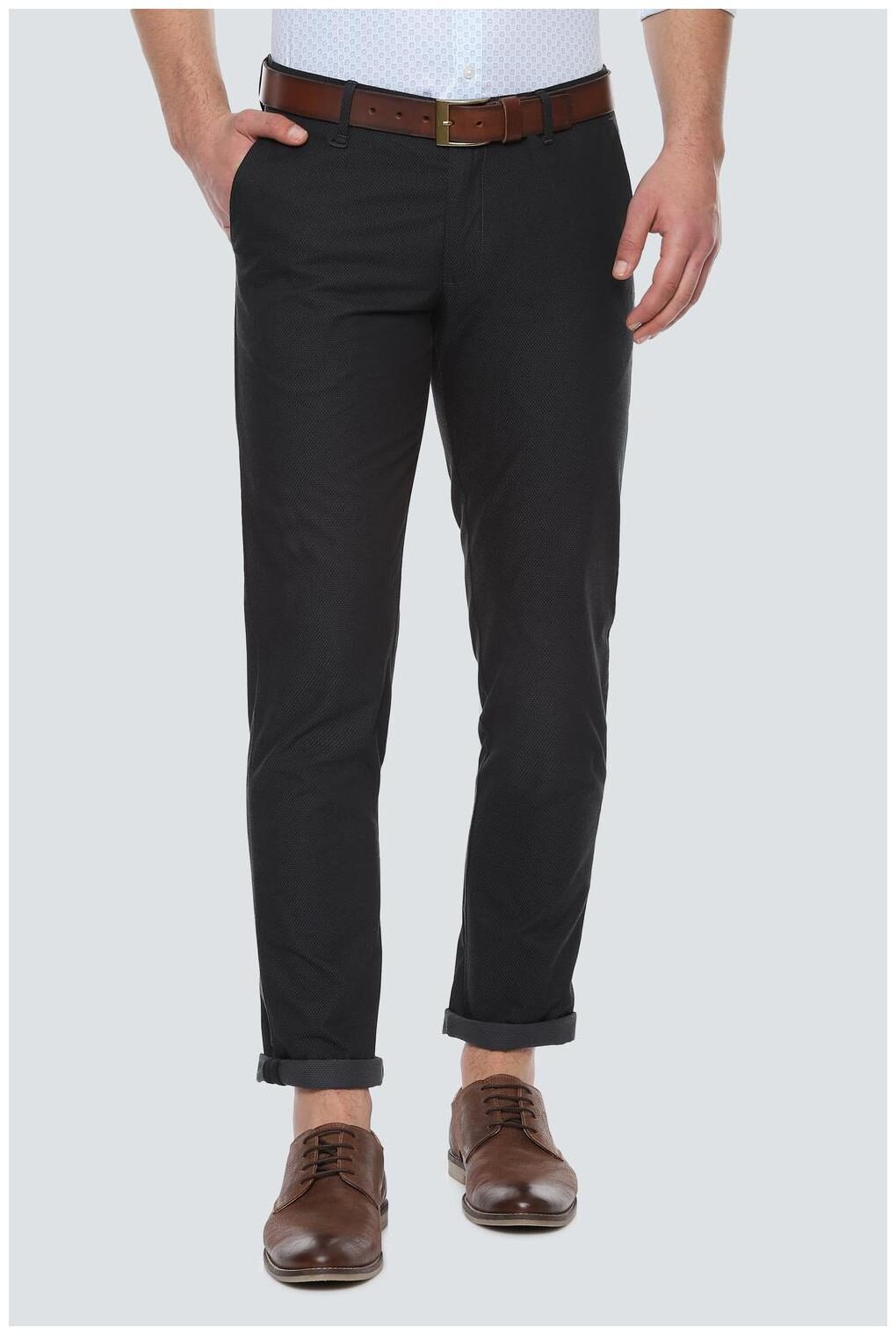 

Louis Philippe Men Black Textured Slim fit Regular trousers