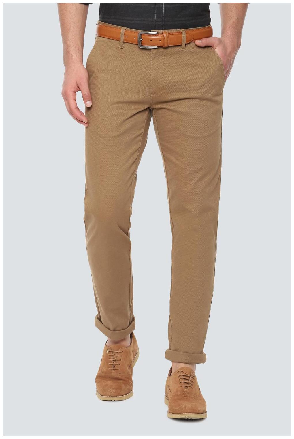 

Louis Philippe Men Beige Textured Slim fit Regular trousers