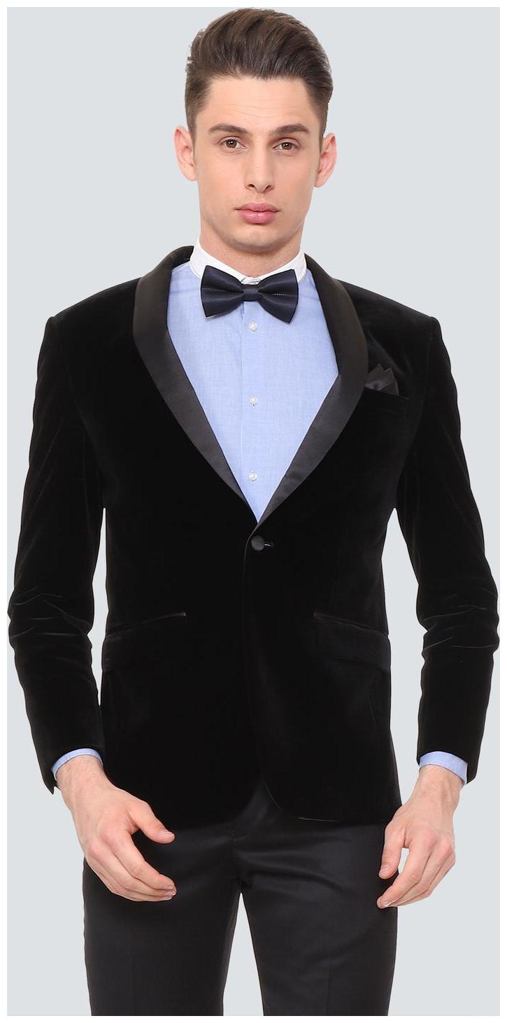 

Louis Philippe Men Black Solid Slim fit Single Breasted Blazer