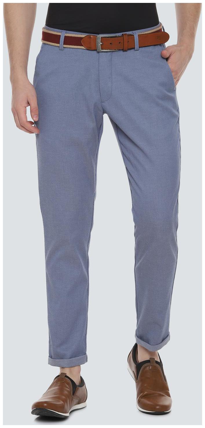 

Louis Philippe Men Blue Textured Slim fit Regular trousers
