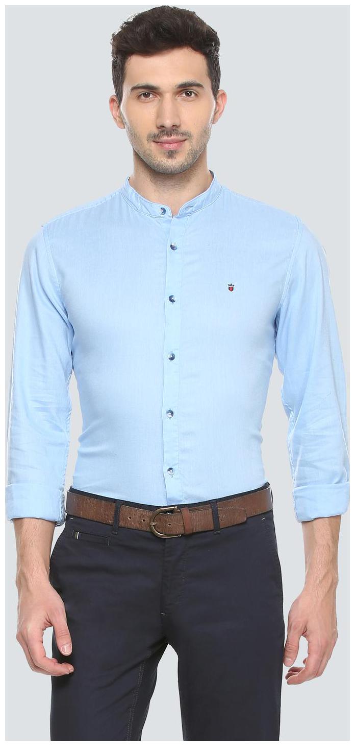 

Louis Philippe Men Blue Weaved Slim Fit Casual Shirt