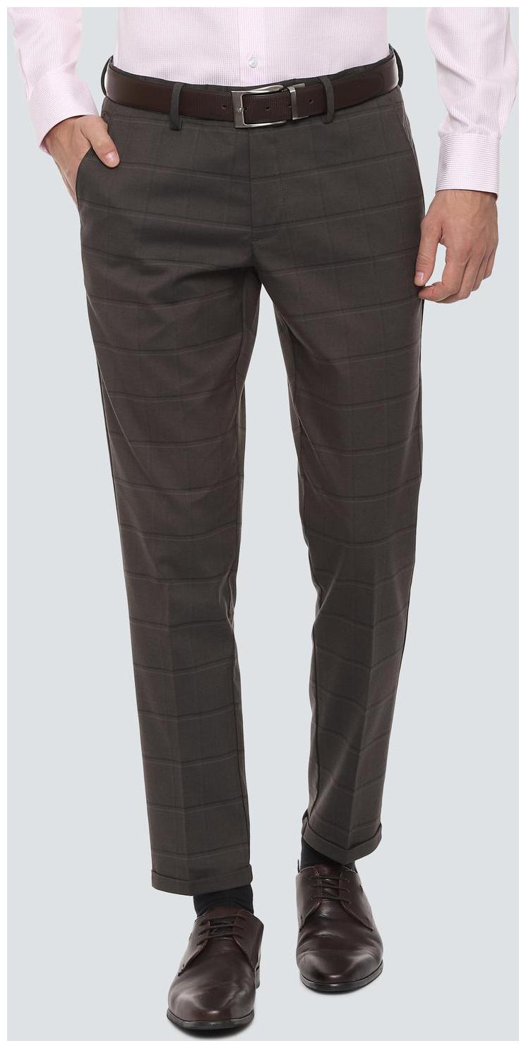 

Louis Philippe Men Checked Slim Fit Formal Trouser - Brown