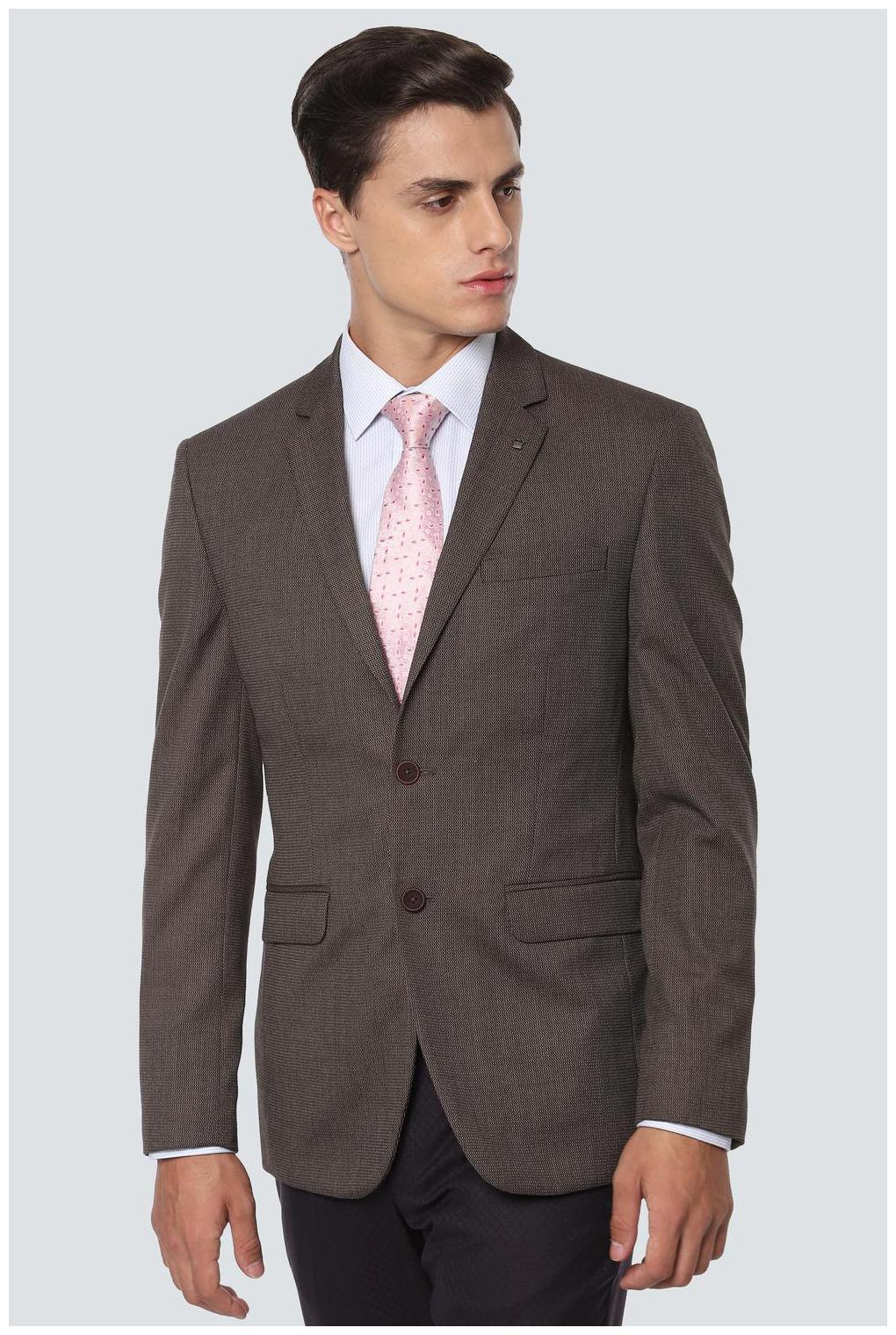 

Louis Philippe Men Brown Textured Slim fit Single Breasted Blazer