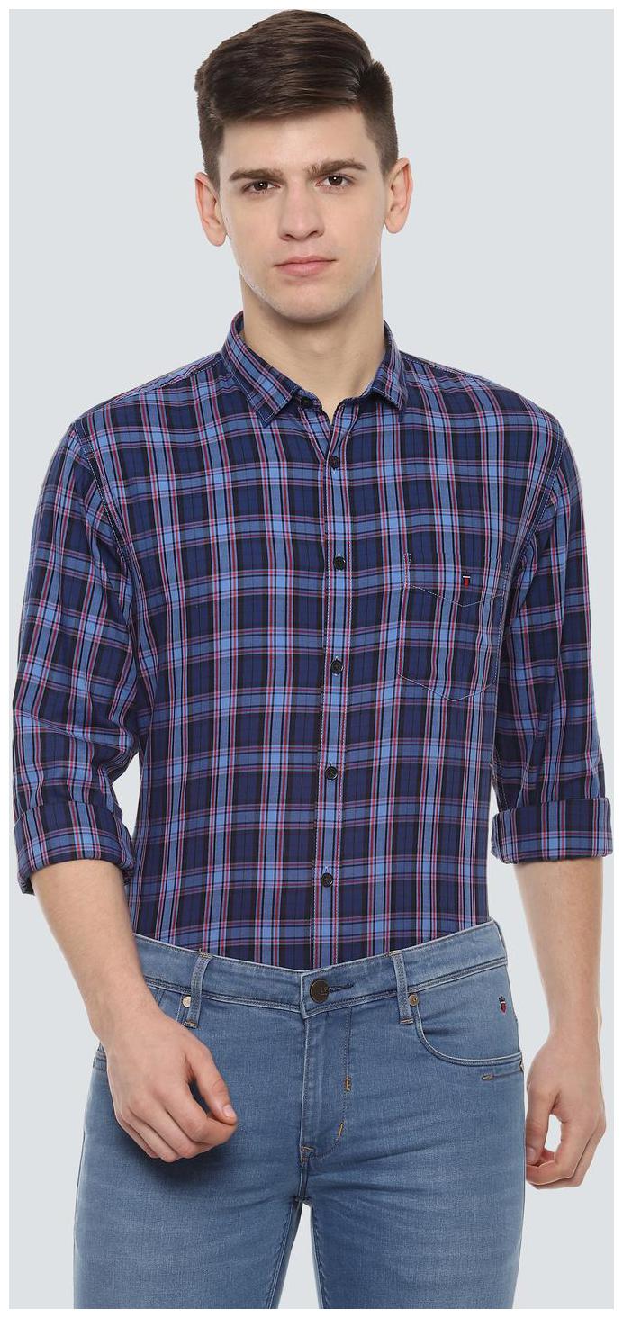 

Louis Philippe Men Blue Checked Slim Fit Casual Shirt