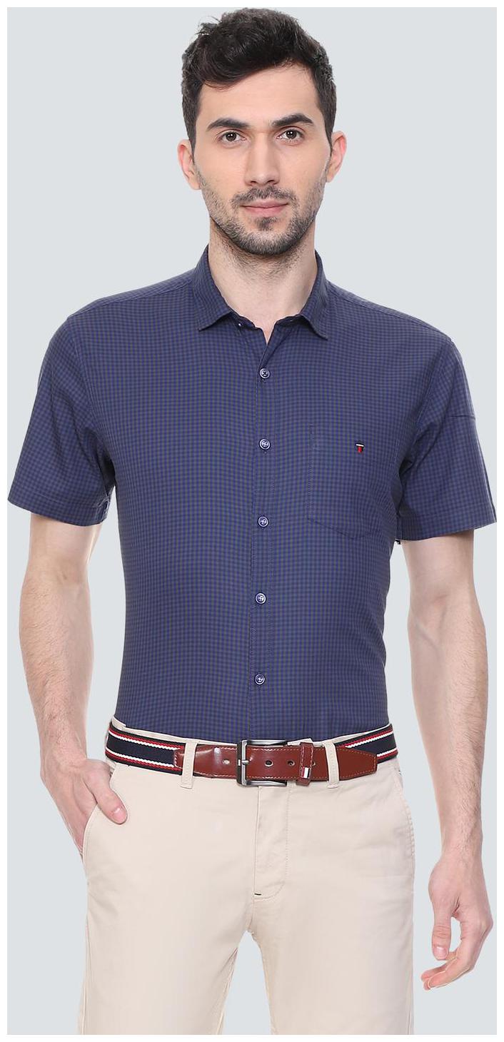 

Louis Philippe Men Blue Checked Slim Fit Casual Shirt