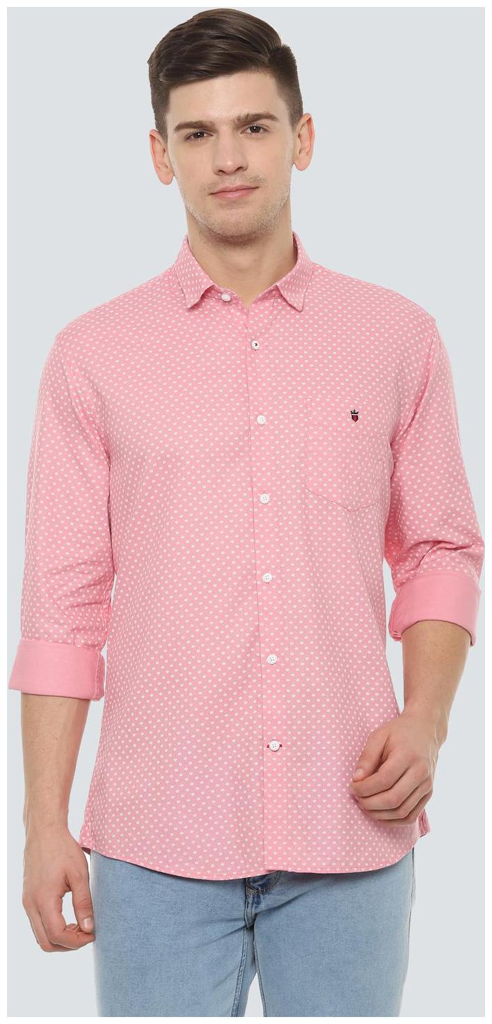 

Louis Philippe Men Pink Printed Slim Fit Casual Shirt